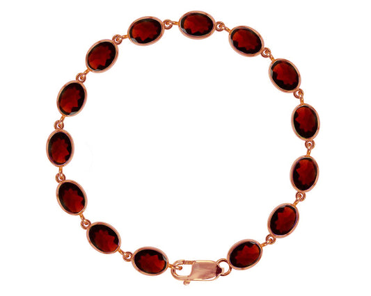 BJC® 9ct Rose Gold Natural Almandine Garnet Oval Gemstone Tennis Bracelet 7.5"