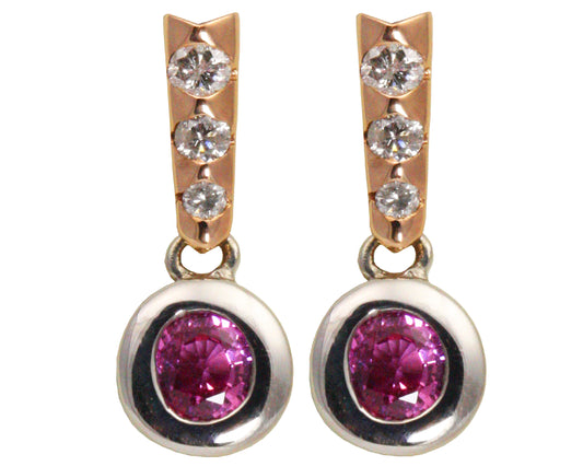 BJC® 9ct White & Rose Gold Natural Pink Sapphire Stud Earrings Studs ER63