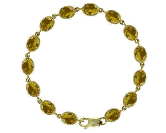 BJC® 9ct Yellow Gold Natural Citrine 21.00ct Oval Gemstone Tennis Bracelet 7.5