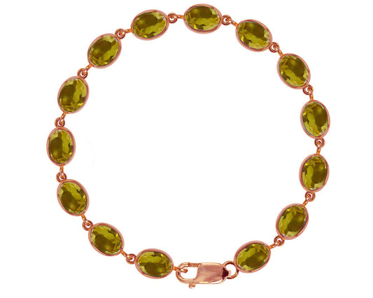 BJC® 9ct Rose Gold Natural Citrine 21.00ct Oval Gemstone Tennis Bracelet 7.5"