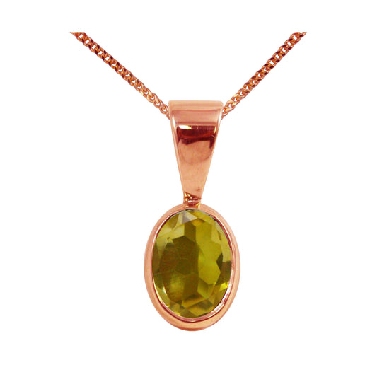 Natural Citrine Single Drop Oval Pendant & Necklace Available in White / Yellow / Rose Gold
