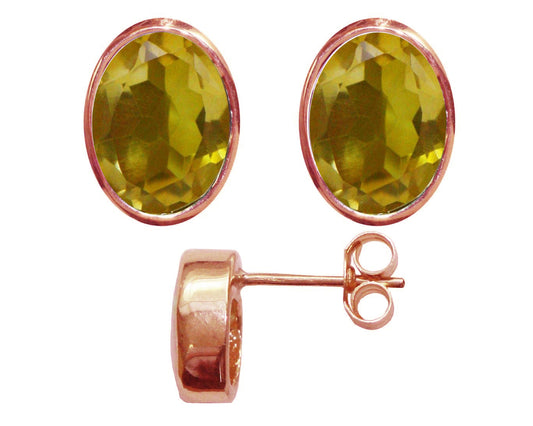 BJC® 9ct Rose Gold Natural Citrine Oval Stud Earrings 3.00ct Studs Brand New