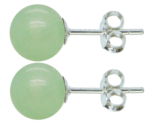 BJC® Stunning Ladies Sterling Silver Aventurine Ball Stud Earrings Brand New