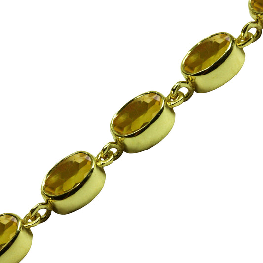 BJC® 9ct Yellow Gold Natural Citrine 21.00ct Oval Gemstone Tennis Bracelet 7.5