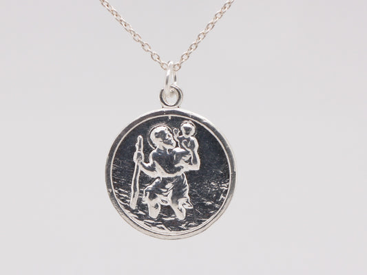 BJC® Sterling Silver St Saint Christopher Pendant / Medallion Travel Necklace STC9