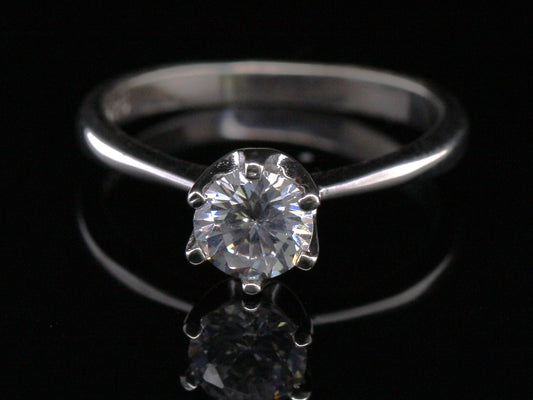 Sterling Silver 925 Cubic Zirconia Brilliant Round Solitaire Engagement Ring Size R