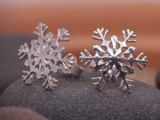 BJC® Sterling Silver Snowflake Stud Earrings Individually Handmade Snow Flakes Studs