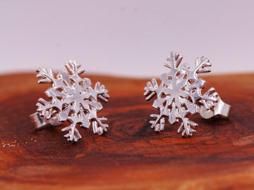 BJC® Sterling Silver Snowflake Stud Earrings Individually Handmade Snow Flakes Studs