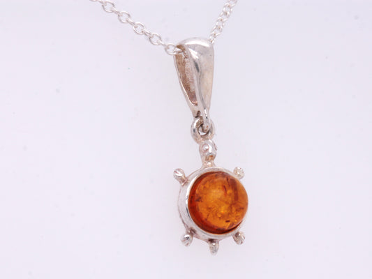 Sterling Silver Giant Tortoise Amber Set Pendant & Necklace 925 High Quality