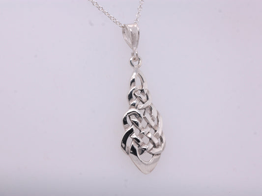 Sterling Silver Celtic Style Twist Pear Teardrop Raindrop Pendant & Necklace 925
