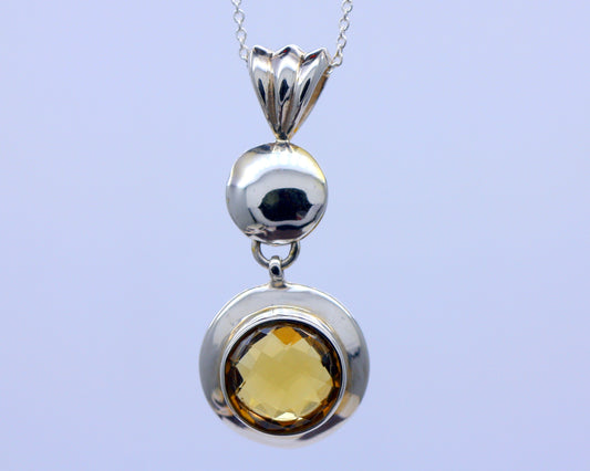 Sterling Silver 5ct Natural Citrine Pendant & Necklace British Made
