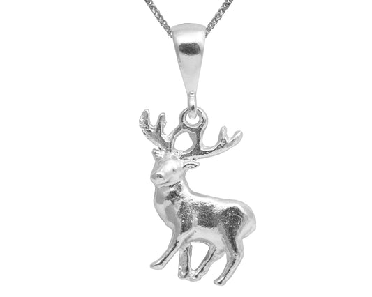 Sterling Silver Stag Deer Countryside Collection Wildlife Pendant & Sterling Silver Necklace