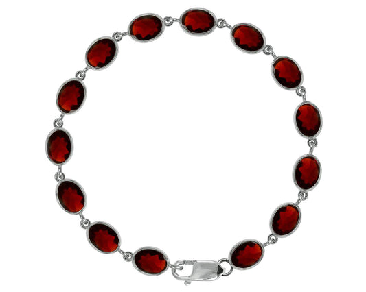 BJC® 925 Sterling Silver Natural Almandine Garnet Oval Gemstone Tennis Bracelet