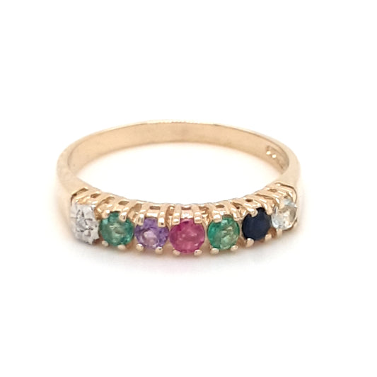 BJC® 9ct Yellow Gold DEAREST Ring Diamond Emerald Amethyst Ruby Sapphire Topaz