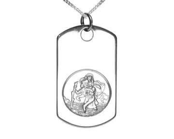 BJC® Sterling Silver Dog Tag St Saint Christopher Engravable Medallion Tags