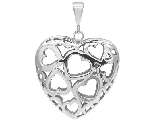 Beautiful Large Sterling Silver 925 Hearts of Hearts Pendant Stunning design