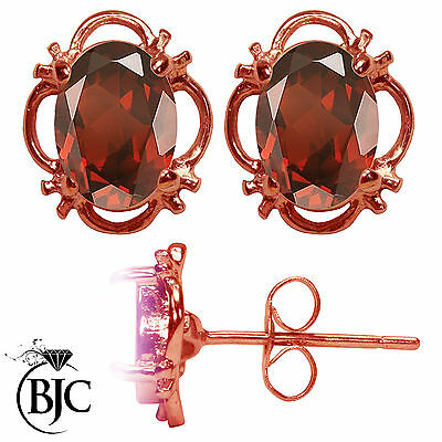 BJC® 9ct Rose Gold Natural Almandine Garnet Single Stud Filigree Earrings Studs