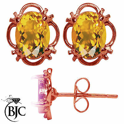 BJC® 9ct Rose Gold Natural Citrine Single Stud Filigree Earrings Studs 1.50ct