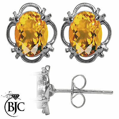 BJC® 925 Sterling Silver Natural Citrine Single Stud Earrings Studs 1.50ct