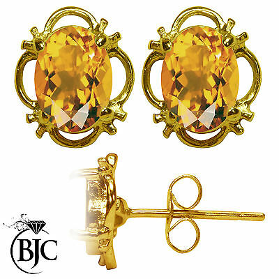 BJC® 9ct Yellow Gold Natural Citrine Single Stud Filigree Earrings Studs 1.50ct