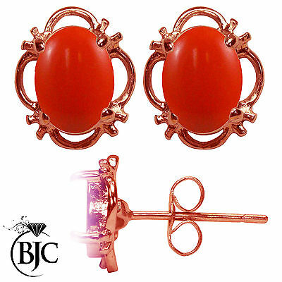 BJC® 9ct Rose Gold Natural Peach Coral Single Stud Earrings Studs 1.50ct