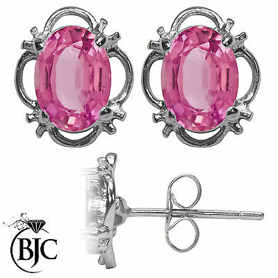 BJC® 925 Sterling Silver Natural Pink Topaz Single Stud Earrings Studs 1.50ct