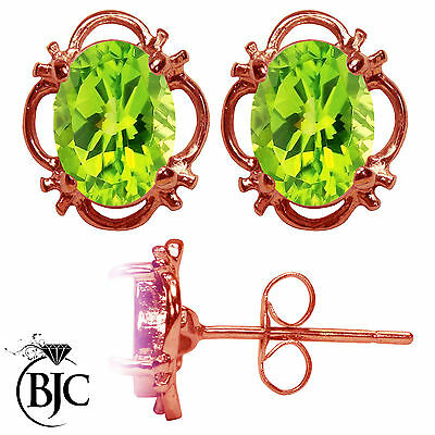 BJC® 9ct Rose Gold Natural Peridot Single Stud Filigree Earrings Studs 1.50ct