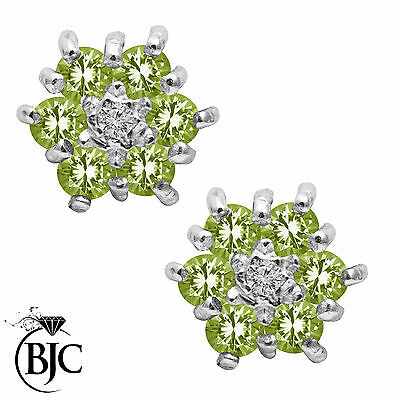 BJC® 9ct Yellow Gold Natural Peridot & Diamond Cluster Stud Earrings Studs ER2