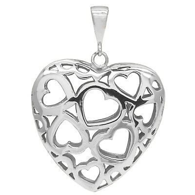 BJC® Beautiful Large 9ct White Gold Hearts of Hearts Pendant Stunning design