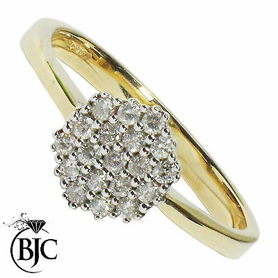 BJC® 9ct Yellow Gold Diamond 0.19ct Size N Cluster Engagement Ring R110