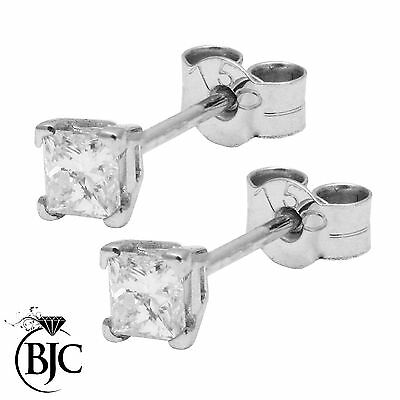 BJC® 18ct White Gold Superb Princess Cut Diamond Stud 0.50ct Earrings Studs ER32