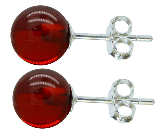 BJC® Stunning Ladies Sterling Silver Garnet Ball Stud Earrings Brand New