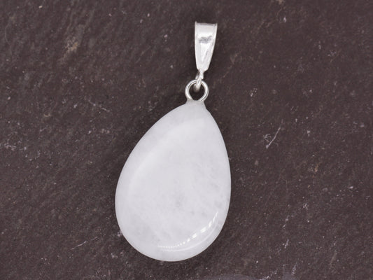 BJC® Sterling Silver Natural White Quartz Teardrop Pear Drop Pendant & Necklace