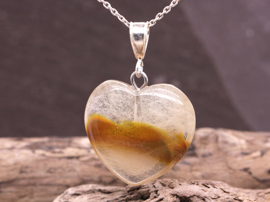 Sterling Silver Natural Picasso Agate 20mm Love Heart Pendant & Necklace