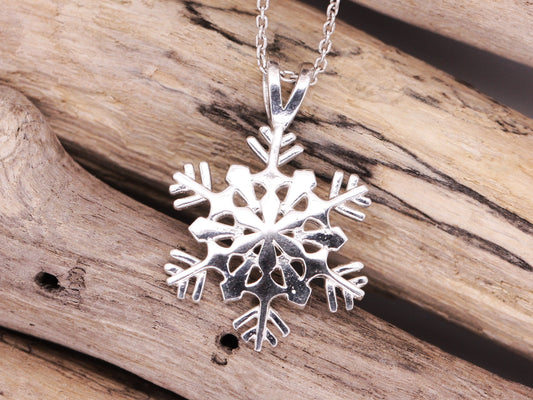 BJC® Sterling Silver 925 Snowflake Necklace Pendant Lovingly Handmade In Wales