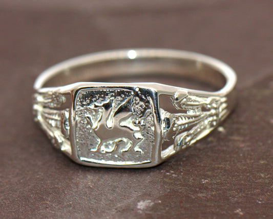 BJC® Solid Sterling Silver Welsh Wales Prince Feather Rings Unisex In Size J - Y