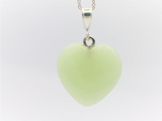 Sterling Silver Glow In The Dark Quartz 20mm Love Heart Pendant & Necklace
