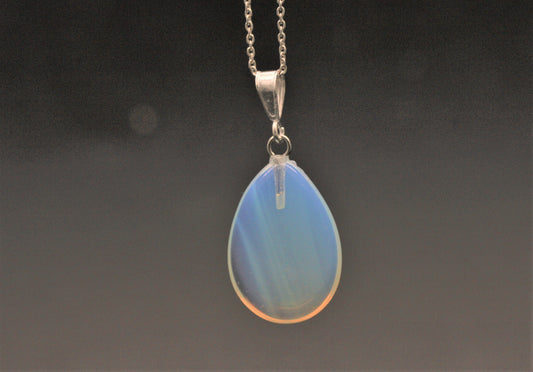 BJC® Sterling Silver Colour Changing Opalite Teardrop Pear Drop Pendant & Necklace