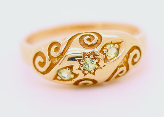 BJC® 9ct Yellow Gold Peridot 0.15ct Gypsy Size M Engagement Ring R149