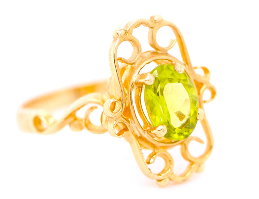 BJC® 9ct Yellow Gold Peridot 1.00ct Victorian Style Size O Engagement Ring R151