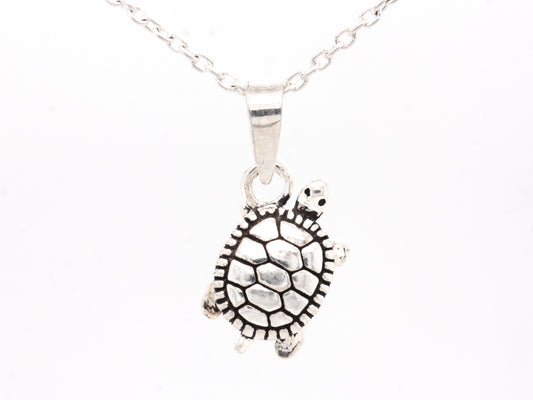 BJC® Sterling Silver Small Sea Turtle Design Pendant & Optional Silver Necklace