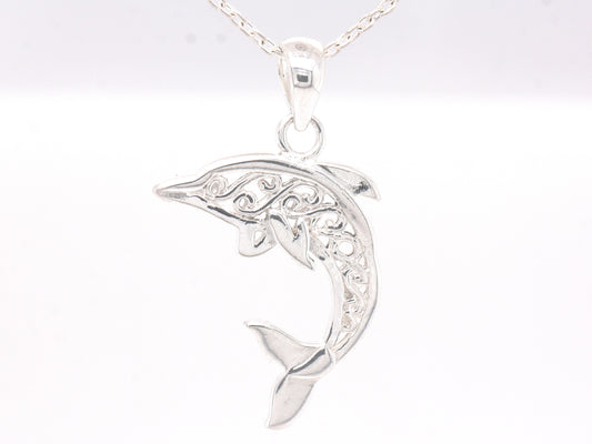 Sterling Silver Dolphin Pendant & Optional Silver Necklace Nautical Theme