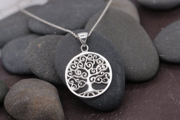 Sterling Silver Tree Of Life Nature Pendant & Sterling Silver Trace Necklace - SP9