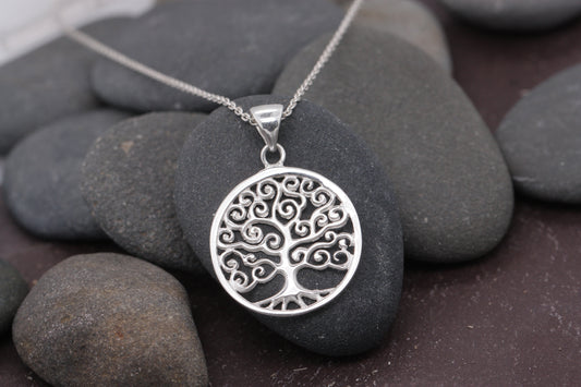 Sterling Silver Tree Of Life Nature Pendant & Sterling Silver Trace Necklace - SP9