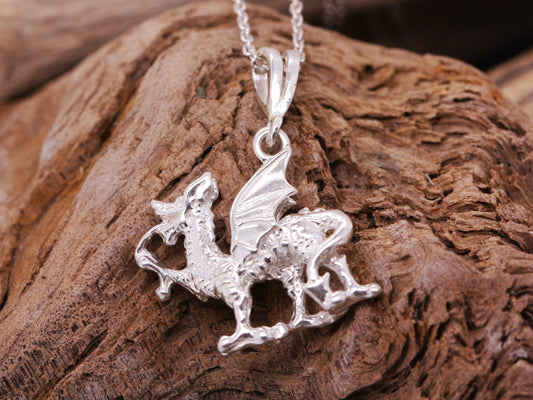 Sterling Silver 925 Welsh Dragon Cymru Wales Made Pendant & Optional Necklace