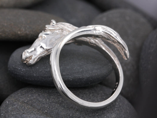 BJC® Sterling Silver 925 Equestrian Horse Head Wrap Ring In Sizes L - T