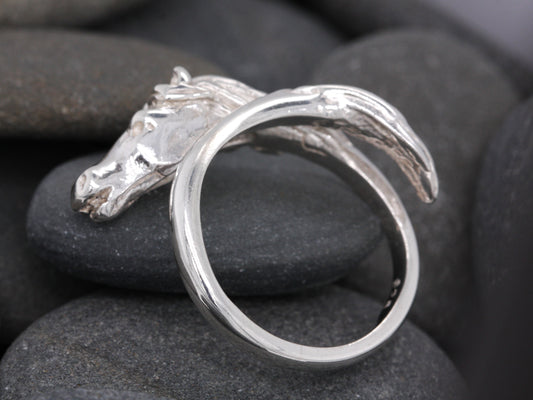 BJC® Sterling Silver 925 Equestrian Horse Head Wrap Ring In Sizes L - P