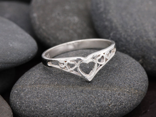 BJC® Sterling Silver 925 Filigree Wishbone Designer Dress Ring Size J -Y W19