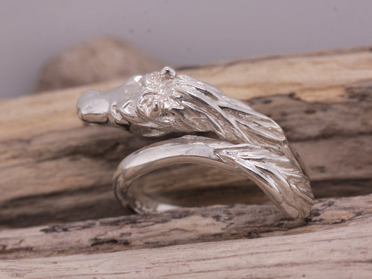 BJC® Sterling Silver 925 Equestrian Horse Head Wrap Ring In Sizes L - P