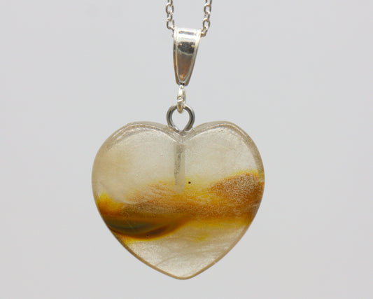 Sterling Silver Natural Picasso Agate 20mm Love Heart Pendant & Necklace